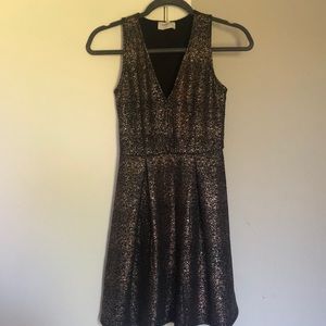 Rose gold sparkly black skater dress